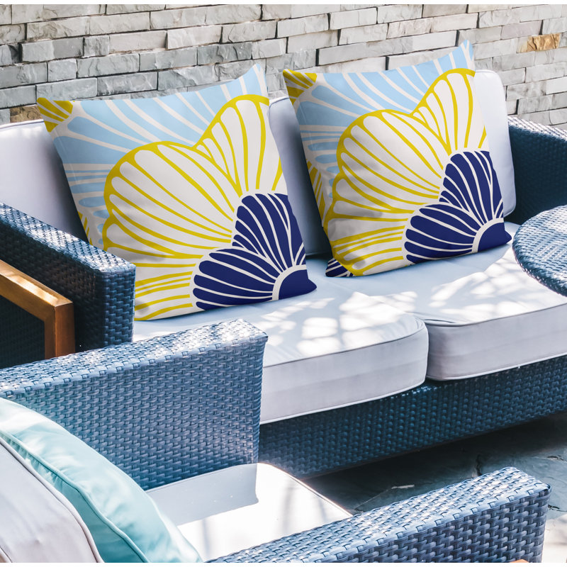 Housse et insert de coussin décoratif intérieur / extérieur en mélange de polyester, L 15 po x H 15 po, Jaune