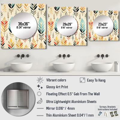 Ivory Boho Accents - Glam Square Living Room Wall Mirror Art