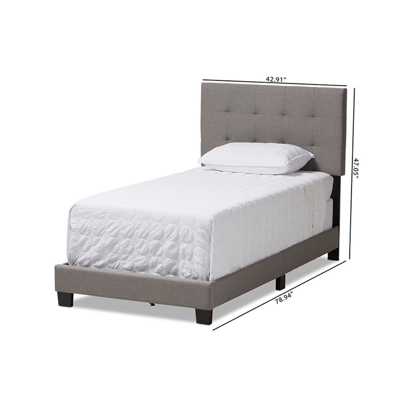Yetkin Upholstered Standard Bed, Gray, Twin
