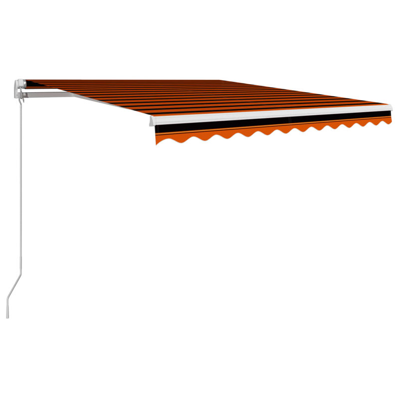 Dakota Fields 300cm W x 250cm D Polyester Orange/Brown Cover Retractable Patio Awning, Orange/Brown/White