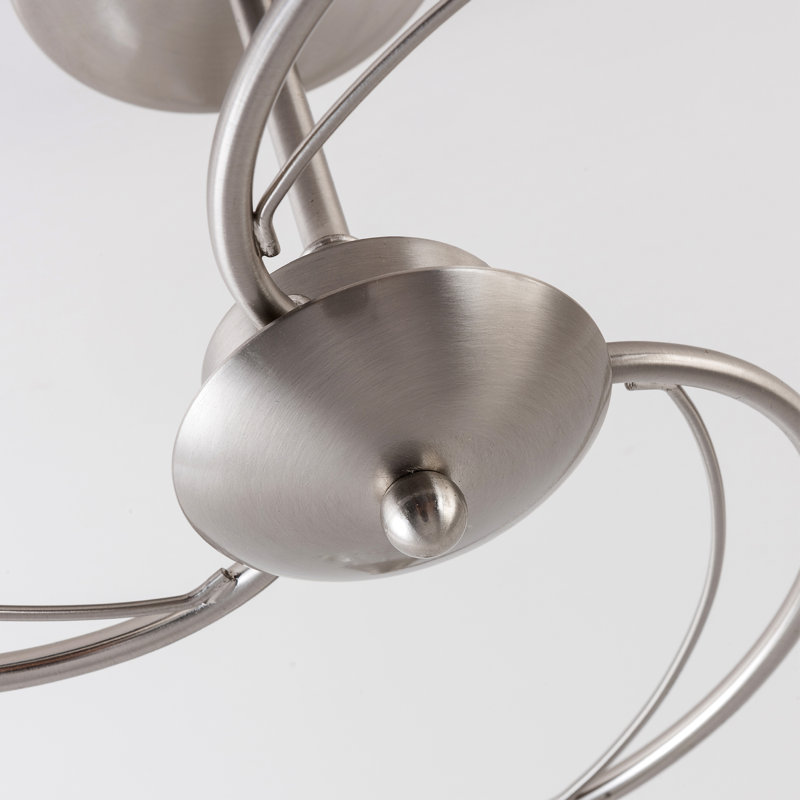 Rivale Glass Semi Flush Mount, Satin Nickel