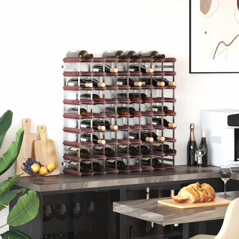 Porte-bouteilles de vin Danera, H 31,5 po x l 31,5 po x P 8,9 po, Brun