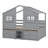 Full Size Pine Wood House Loft Bed – Roof, Windows, 4 Storage Drawers, Safety Guardrails & Ladder-431231349