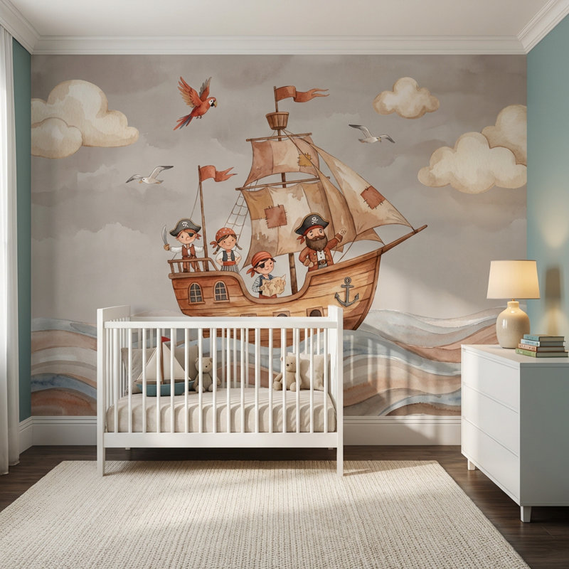 Décoration murale amovible pirate, 100 po x 96 po, Non tissé