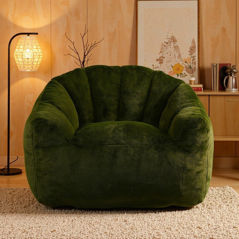 Fauteuil à billes en velours de compression, Vert