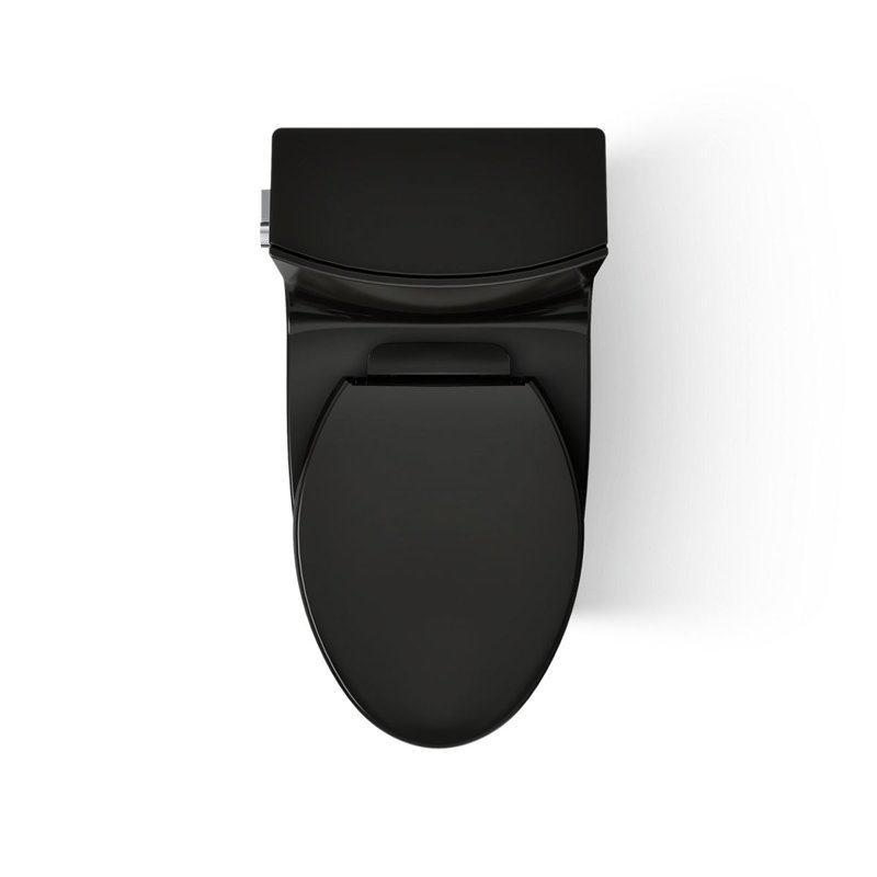 Veil™ One-Piece Elongated Dual-Flush Toilet with Skirted Trapway, Black