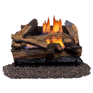 Duluth Forge Ventless Dual Fuel Gas Log Set - 18 in. Split Red Oak - Remote Control