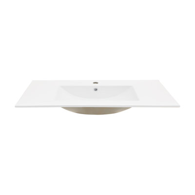 White Rectangular Single Vanity Top, 24"X18", 1 Faucet Hole, Overflow (Sink Only) | Gift Idea