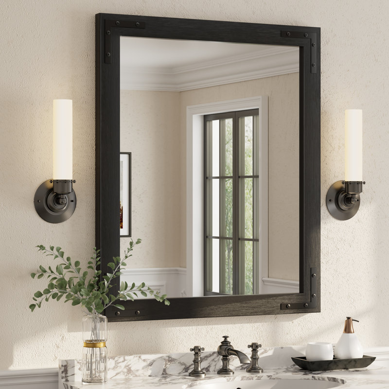 Miroir mural Amara Rustic Farmhouse, Noir, 36 po x 30 po