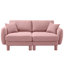 Canapé 2 places rose en tissu bouclé avec pieds cylindriques et en forme de coquillage, offrant une assise confortable et unique conçue pour un confort de détente dans la chambre.