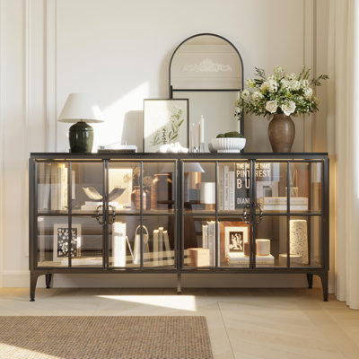 4-Door Accent Cabinet With Tempered Glass And Adjustable Lights by Ivy Bronx