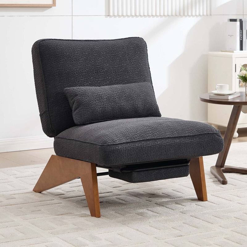     Fauteuil d'appoint sans accoudoirs avec repose-pieds réglable, méridienne avec dossier réglable, fauteuil de lecture pour salle de lecture, salon, appartement, bureau-gris