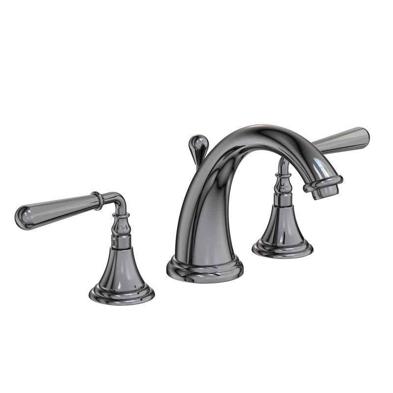 Bevelle Widespread Bathroom Faucet with Drain Assembly, Midnight Chrome