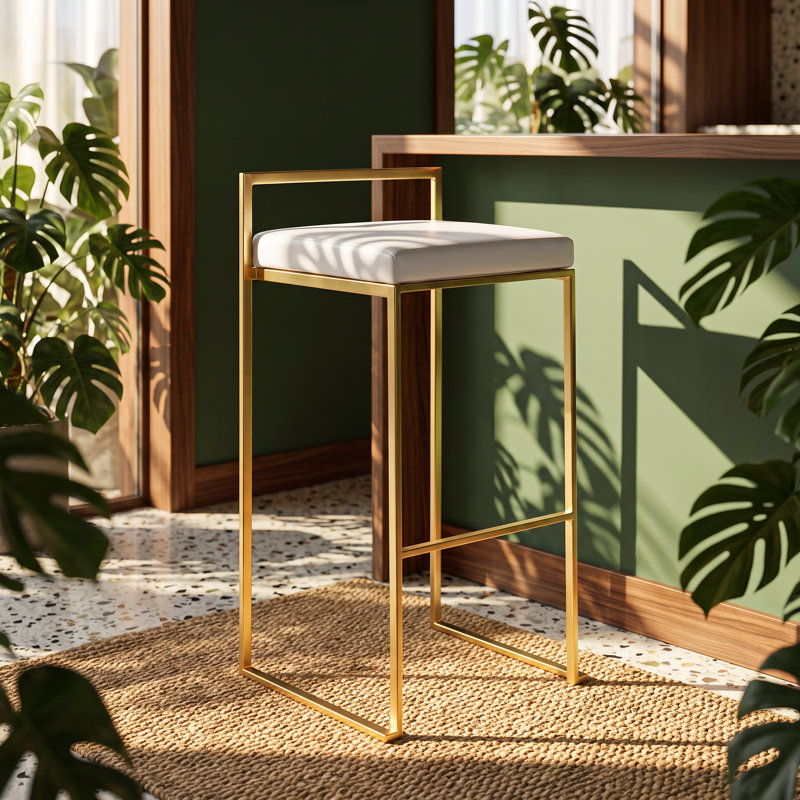 Upholstered Counter Stool with Steel Frame