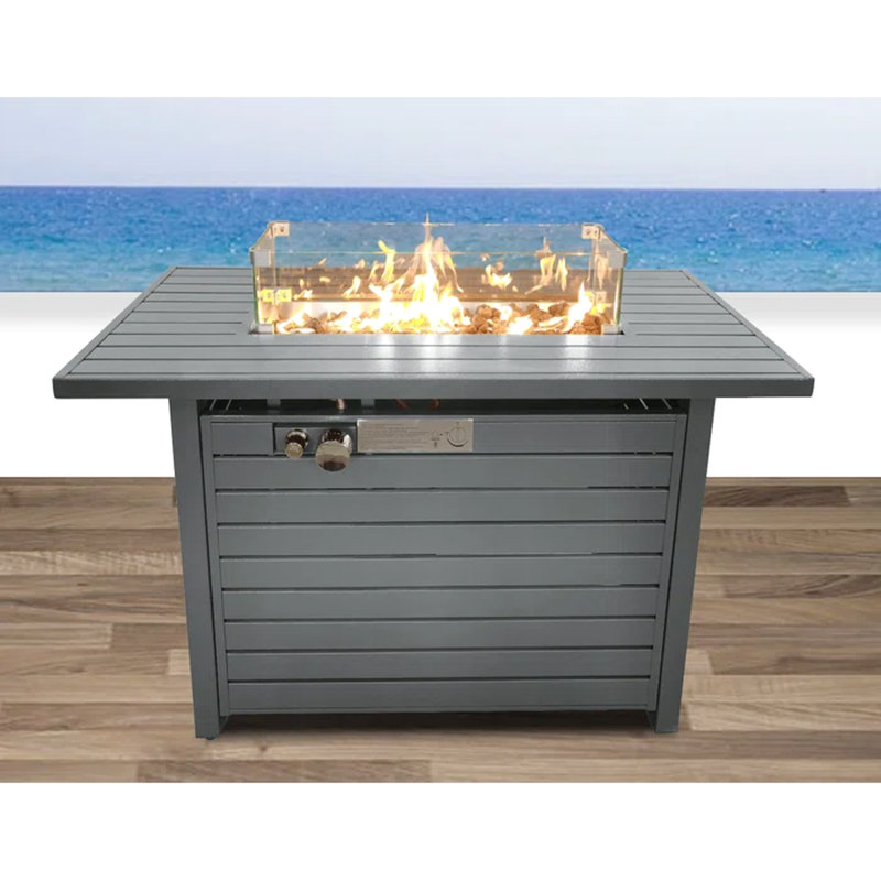 Table de foyer d'extérieur l 42 po avec couvercle - H 25 po au propane, jardin moderne captivant et attrayant