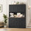 Armoire à poubelle à grande capacité avec tablette à micro-ondes et armoire de rangement autoportante