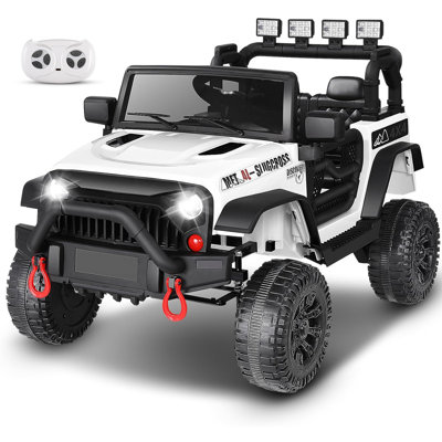 Alex 12 V électrique pour enfants, chauffeur de voiture avec télécommande, roues de voiture à piles pour enfants avec lumières DEL, Bluetooth, musique, 3 vitesses, jouets 12 volts pour garçons et filles