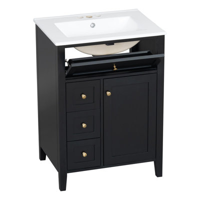 24"Freestanding Bathroom Vanity with Ceramic Sink