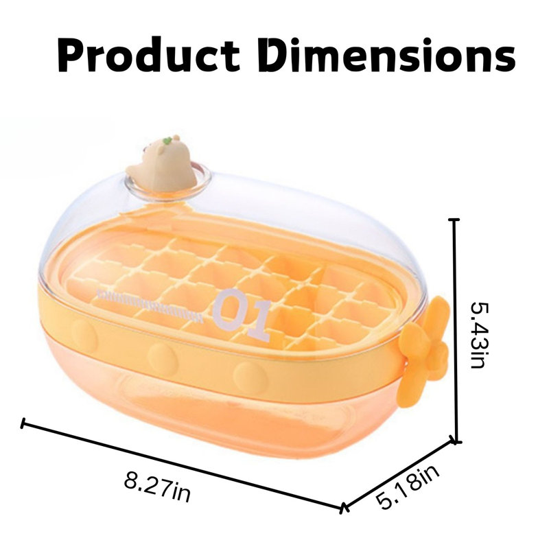 Ice Cube Tray Ice Mould With Lid For Freezer, Yellow