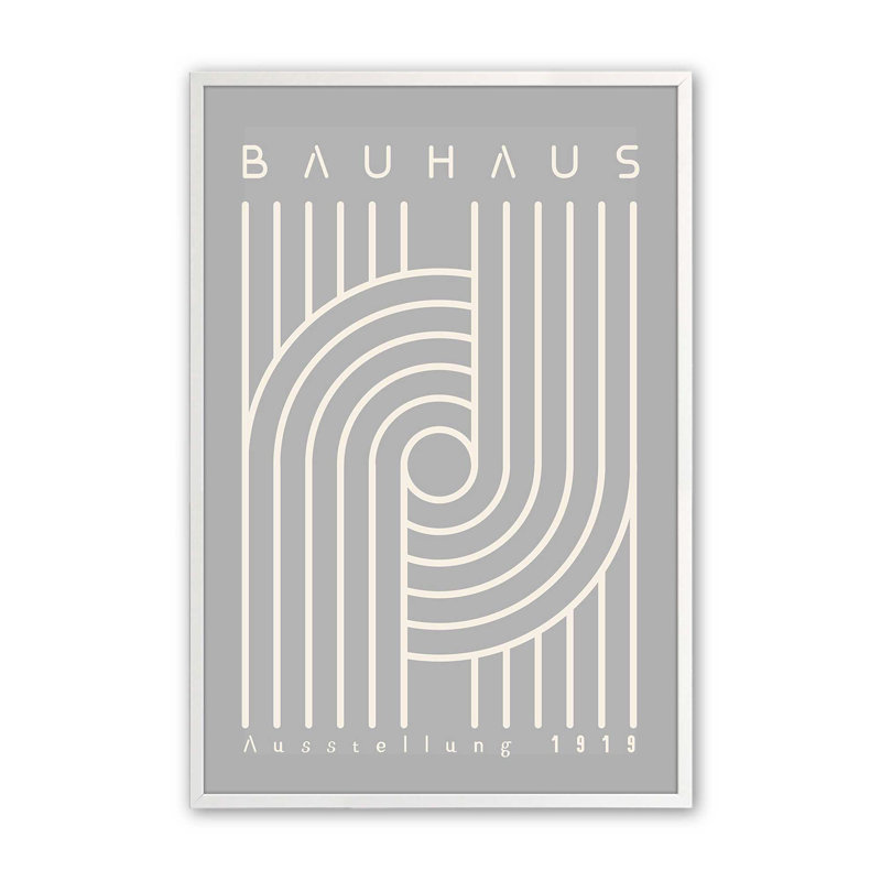 Bauhaus 1919, reproduction d'harmonie linéaire, Papier encadré blanc opaque, H 21 po x l 17 po x P 1,25 po