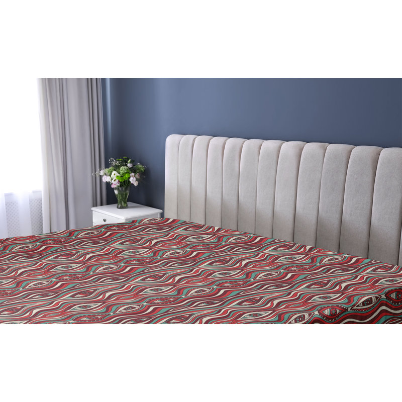 Drap-housse Ambesonne Boho Hippie bohémien des années 80 Design Art écume de mer vermillon