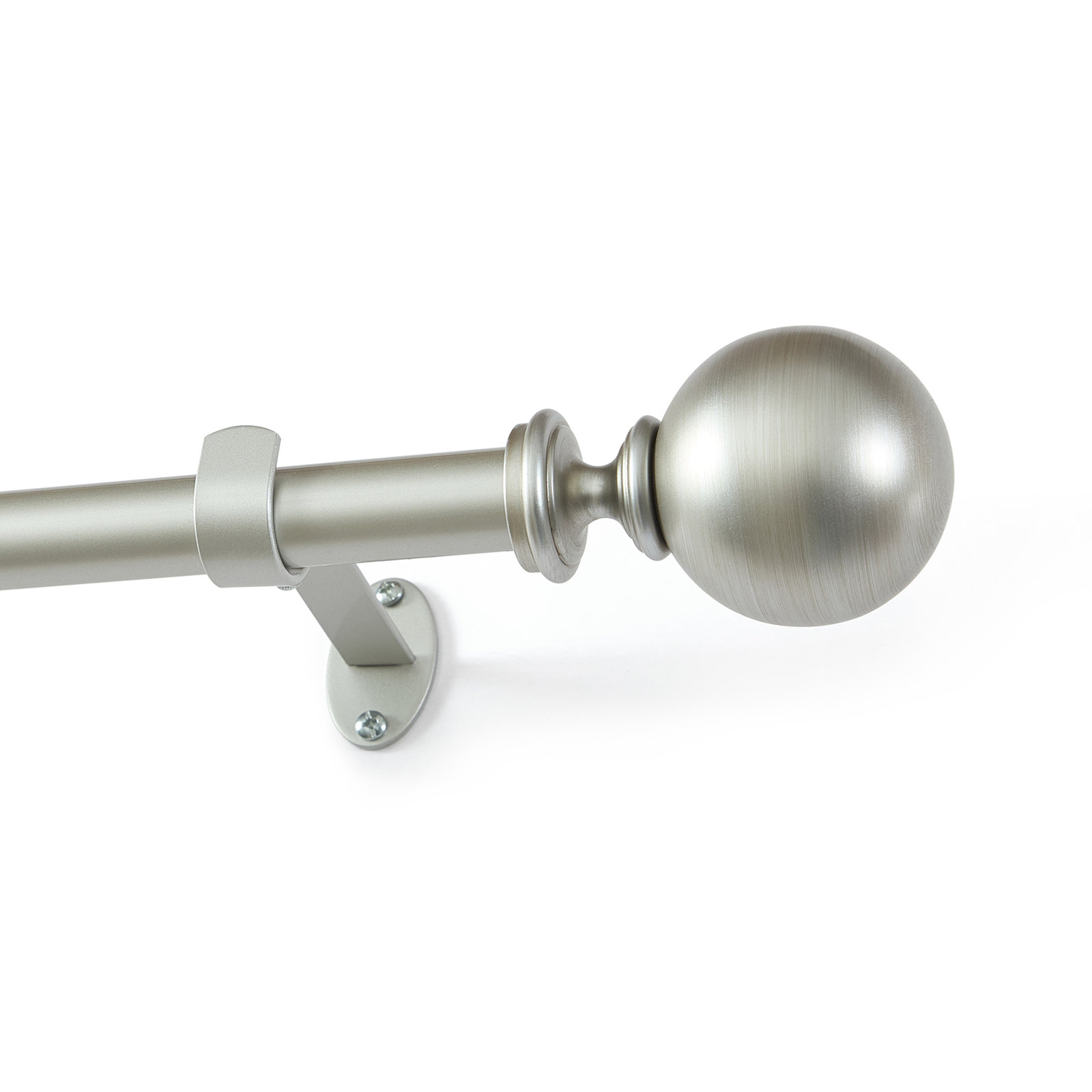 Darion Ball Finial Single Curtain Rod, 2.5" H x 48" W x 5" D, Polished Nickel