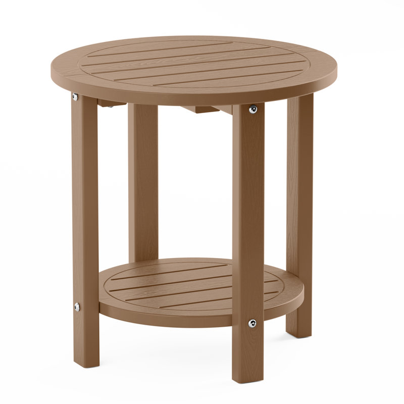 Round Outdoor Side Table , 16.9 " W 16.1 " D, Teak