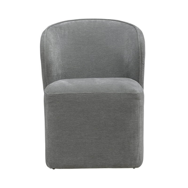 Faouzi Accent Dining Chair W/ Casters, Ivory Polyester