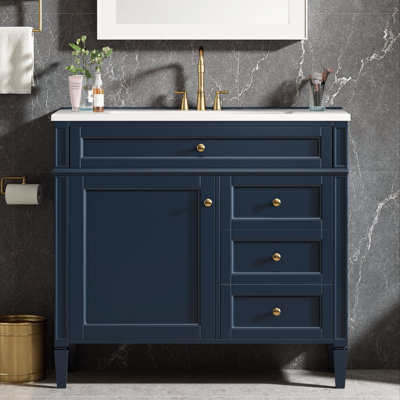 Meuble-lavabo de salle de bain moderne avec lavabo 36 po Blue