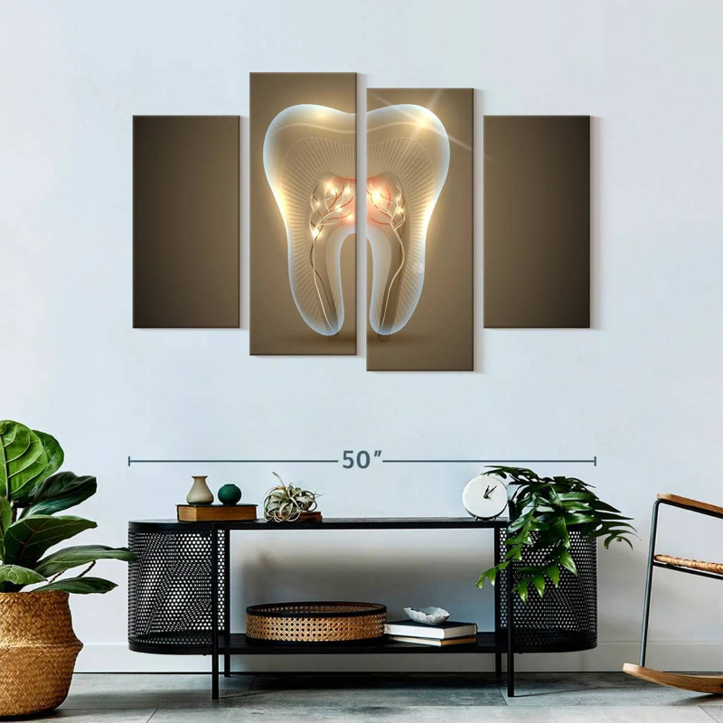 " Shining Tooth " 4 - Pieces, 32" H x 52" W x 1.25" D