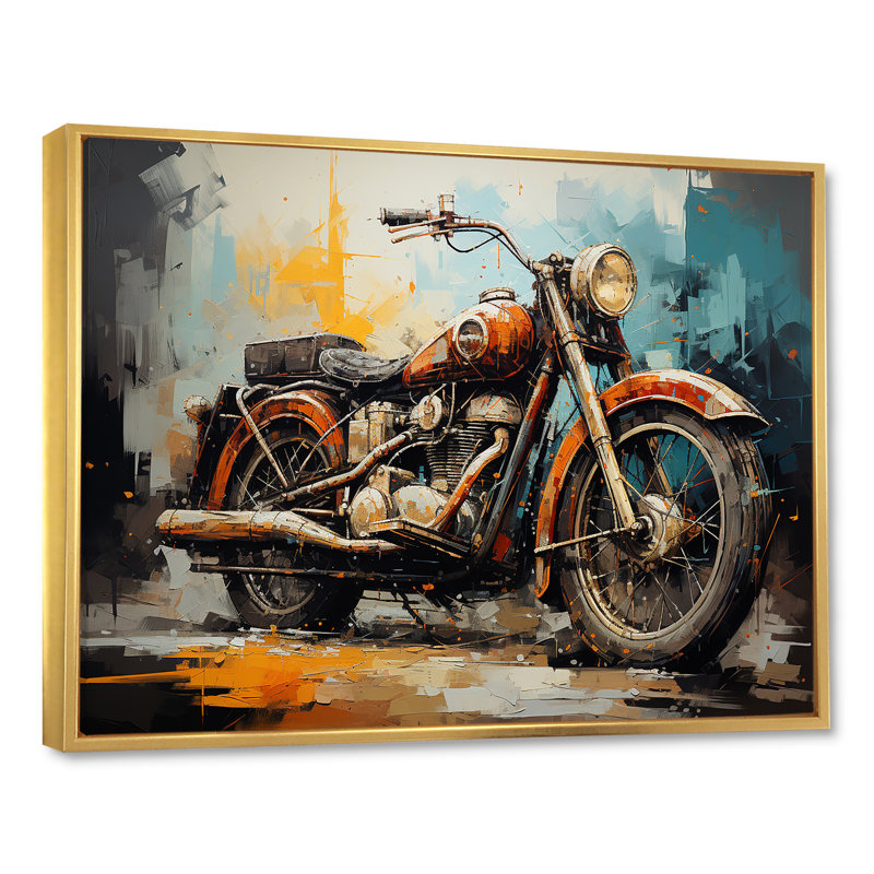 Rustic Motocyle Odyssey, Cadre flottant doré, H 34 po x l 44 po x P 1,5 po