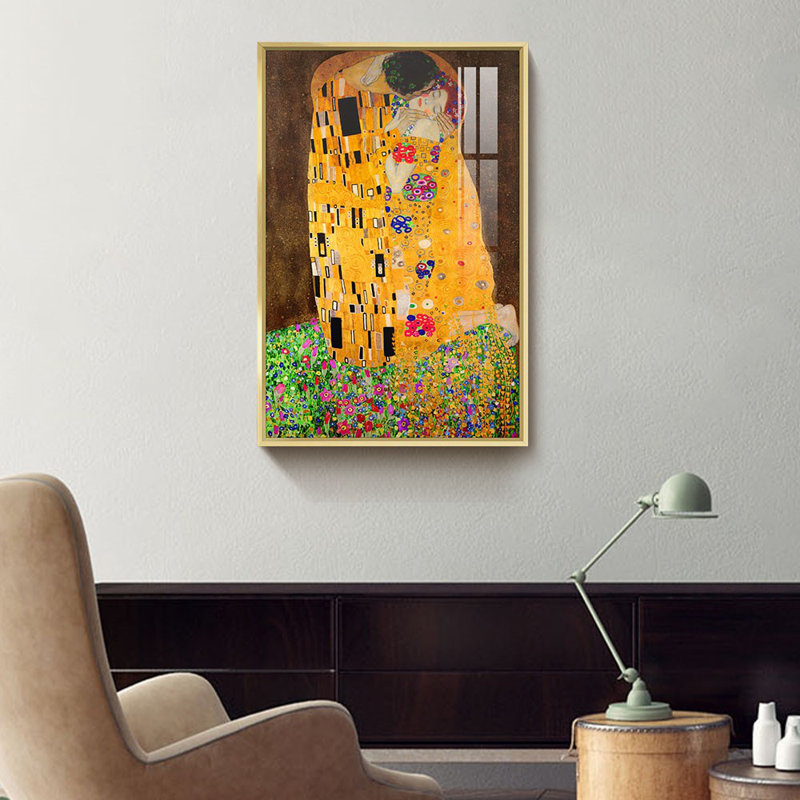 "Klimt" par Gustav Klimt - reproduction de cadre photo sur métal, H 24 po x l 16 po, Cadre doré