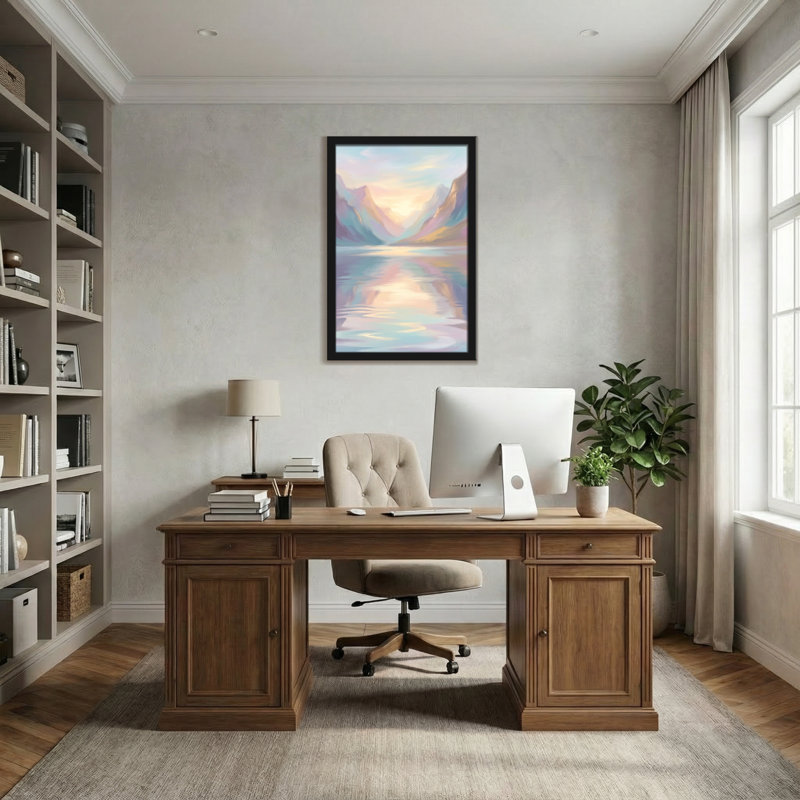 «Abstract Mountain Lake Sunset», reproduction d'art de paysage, H 30 po x l 20 po