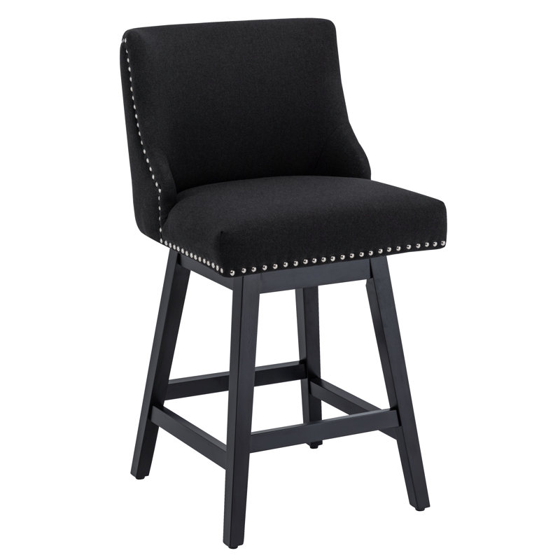 Lark Manor Counter Stools,26" 360 Free Swivel Bar Stools,Modern Counter Height Bar Stools With Upholstered,Wooden Barstool For Kitchen Island And Counter Height,Set Of 1,Performance Fabric