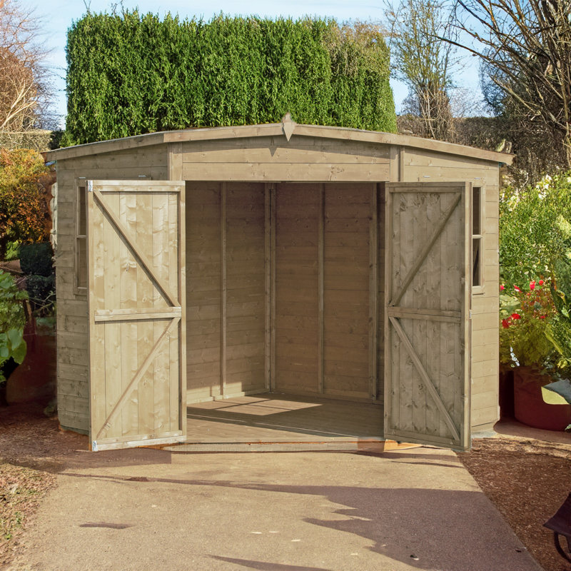 Corner Shed Shiplap with Double Doors, Pressure Treated, 8ft. x 8ft., No