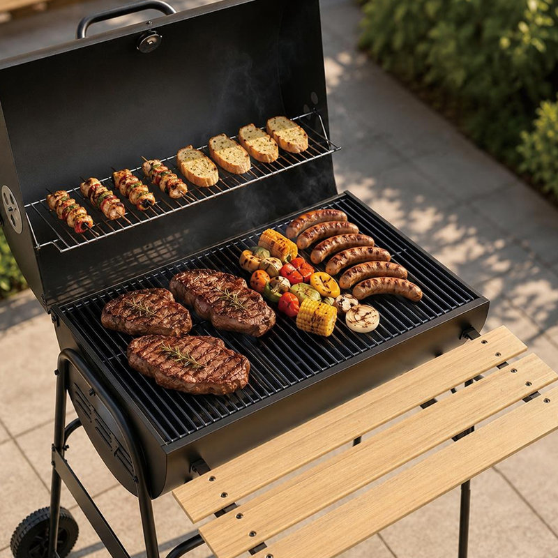 House Of Home BBQ 95cm W Barrel Charcoal Grill
