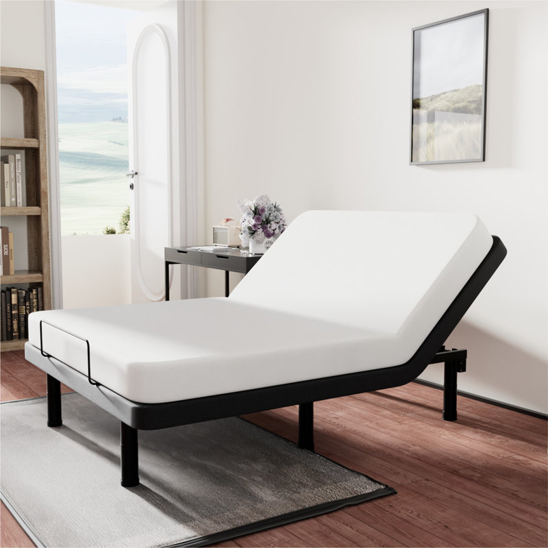 Cadre de lit double réglable avec télécommande sans fil, lit électrique, gravité zéro, inclinaison de la tête et des pieds, hauteur des pieds réglable, préréglages de mémoire, anti-ronflement