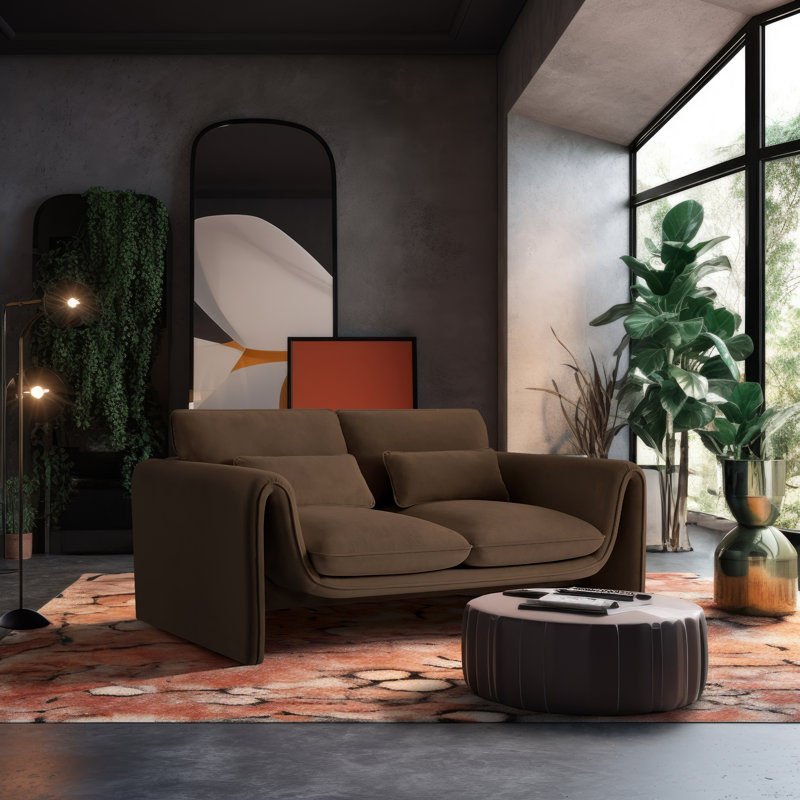 Causeuse en velours Sloan, Velours brun