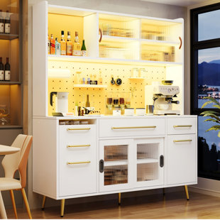 Kitchen Cabinet With Led, 1 Door, 2 Sliding Doors And 4 Drawers