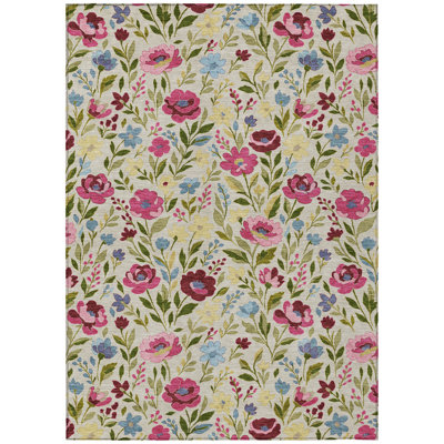 Machine Washable Indoor/Outdoor Chantille ACN2438 Floral Rug