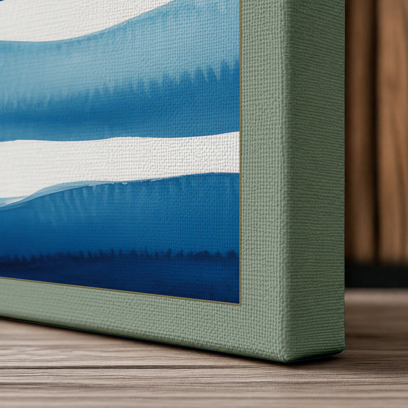 Birds Above Waves Coastal - Wrapped Canvas, 24x16 - 61.0 x 40.6 cm, Sage Border