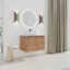 Meuble-lavabo mural 30 po avec lavabo d'art en céramique et 2 portes à fermeture en douceur, emballage KD, contreplaqué-1085942827