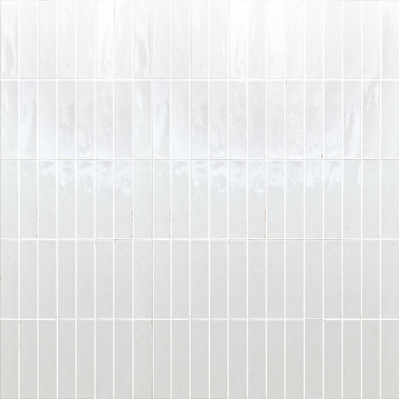 Chelsea 2" x 10" Zellige Porcelain Wall Tile, Bianco White