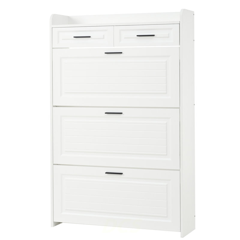 Armoire à chaussures avec 2 tiroirs, Blanc