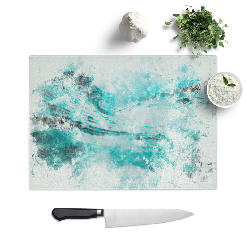 Tempered Glass Rising Wave Chopping Board, 28.5 cm x 39 cm