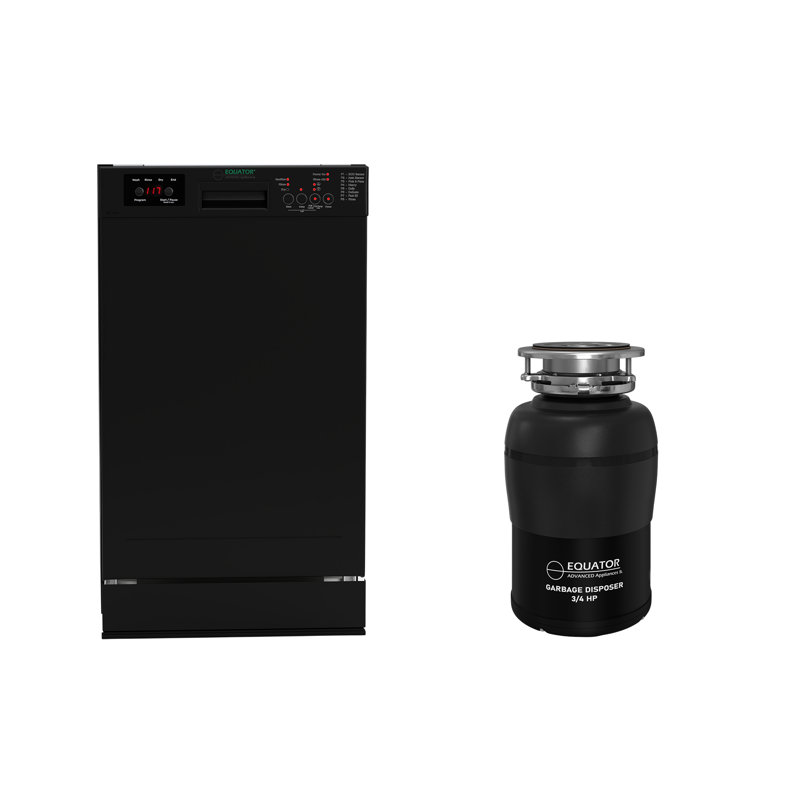 Equator 18 In Dishwasher 10 Place Quiet 110v E-star Ada+3/4 Hp Garbage Disposer, Black