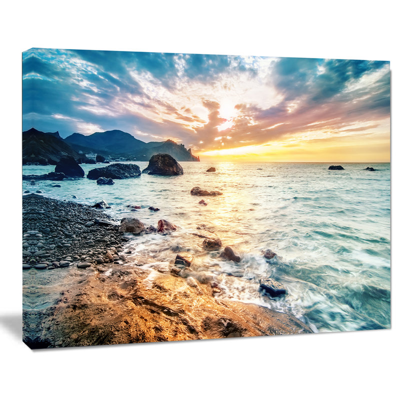 «Summer Sea with Mountains and Waves», reproduction de photo sur toile tendue, H 20 po x l 20 po x P 1 po