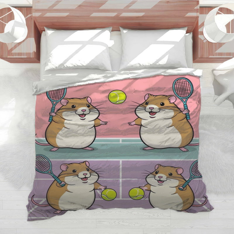 Édredon hamsters jouant au tennis, Lit simple
