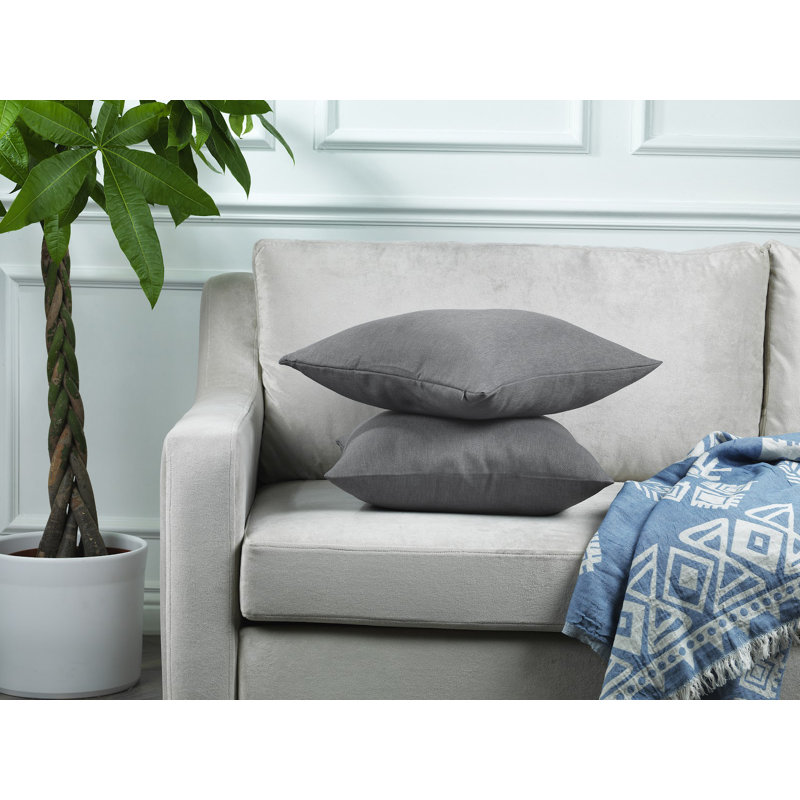 Housses de coussin rectangulaires en lin uni, Gris clair