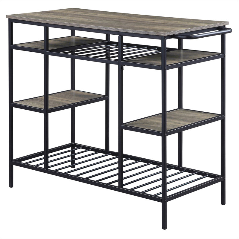 Îlot de cuisine rustique avec tablettes ouvertes